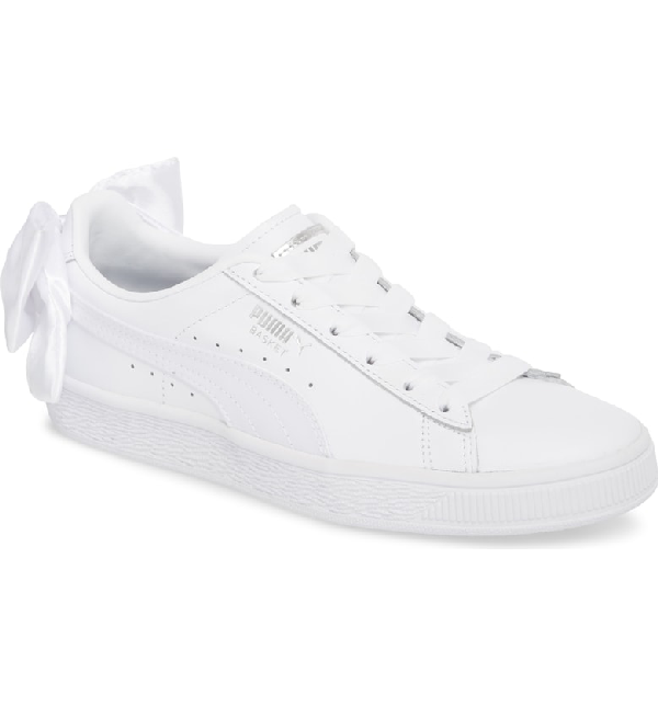 puma basket bow white