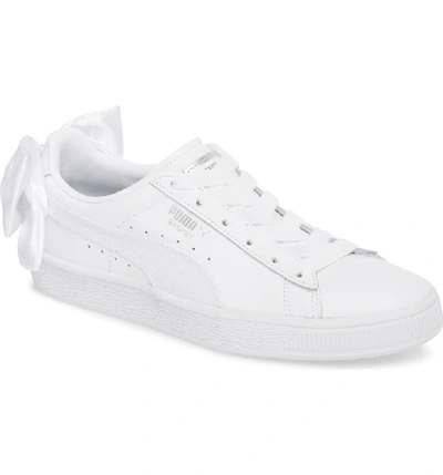 Puma Basket Bow Sneaker In White/ White