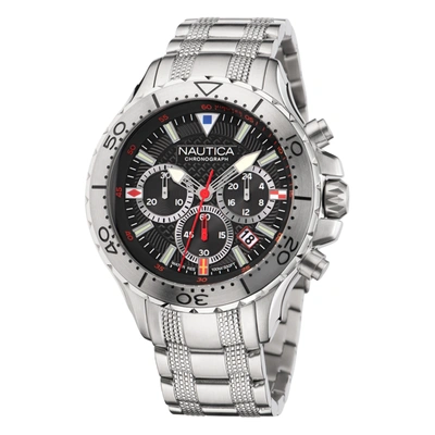 Nautica Mens Nst Stainless Steel Chronograph Watch In Silver