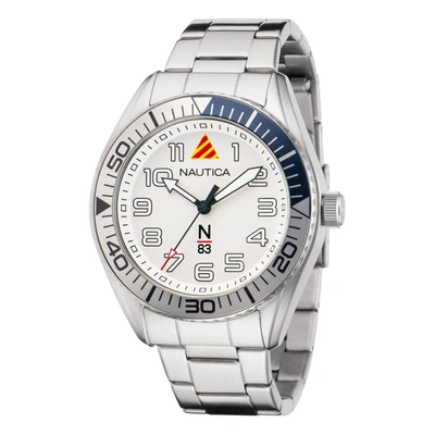 Nautica Mens Finn World Stainless Steel 3-hand Watch In Silver
