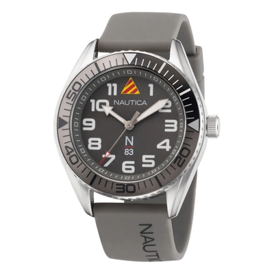 Nautica Mens Finn World Silicone 3-hand Watch In Silver