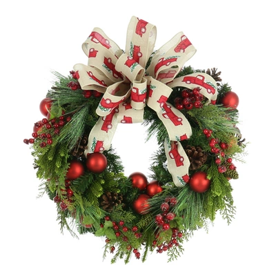 Creative Displays 26" Red Truck Bow Holiday Wreath