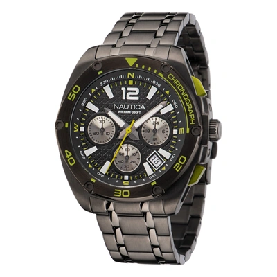 Nautica Tin Can Bay Stainless Steel Chronograph Watch In Black