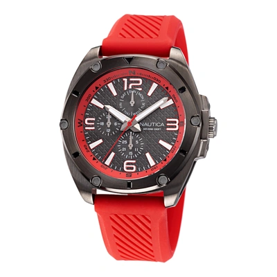 Nautica Textured Silicone Multi-function Watch In Black