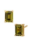 Savvy Cie Jewels Vermeil December Blue Topaz Emerald Cut Cz Birthstone Stud In Box In Gold