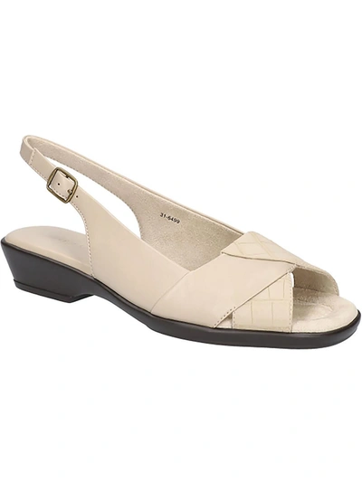 Easy Street Drew Womens Faux Leather Slip On Heels In Beige