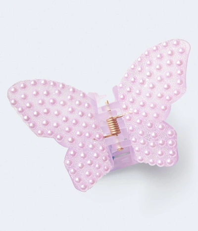 Aéropostale Faux Pearl Butterfly Claw Hair Clip In Purple