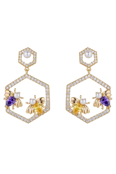 Eye Candy La Honeycomb Earrings In Gold