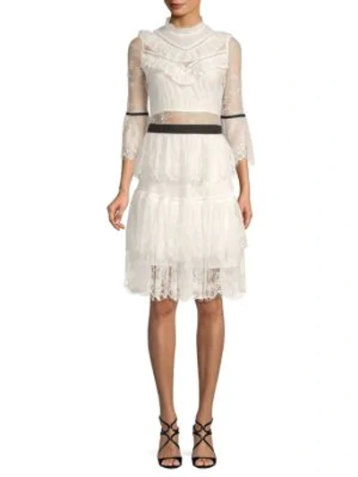 Few Moda Tiered Lace Tulle Dress In White