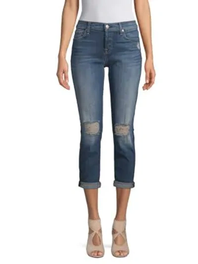 7 For All Mankind Josefina Distressed Jeans In Medium Blue