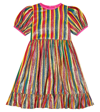 Stella Mccartney Kids Girls Metallic Rainbow Stripe Dress In Multicolour