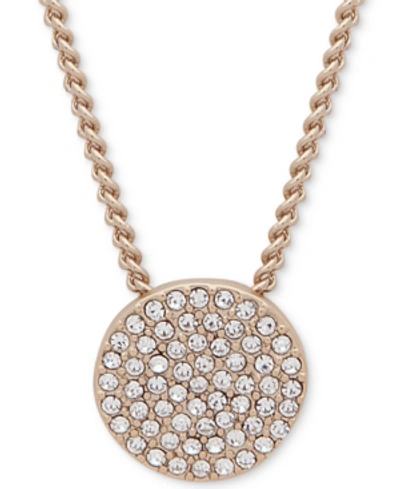 Dkny Pave Disc 19" Pendant Necklace In Gold