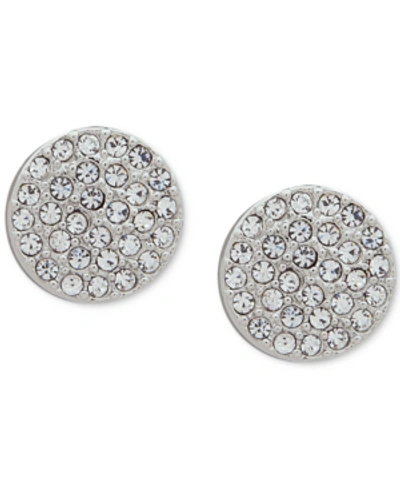Dkny Pave Disc Stud Earrings, Created For Macy's In Rhodium