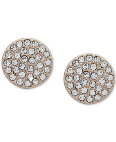 Dkny Pave Disc Stud Earrings In Gold