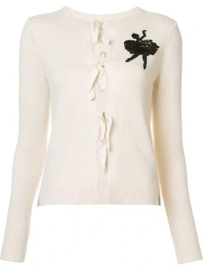 Marc Jacobs Embellished Ballerina Cashmere Cardigan In Beige