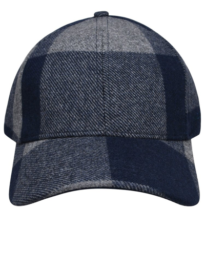 Woolrich Checked Baseball Cap In Blue