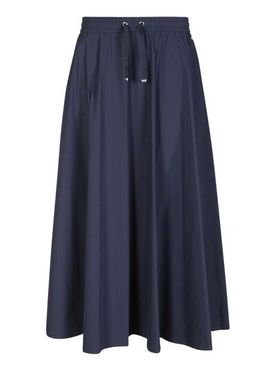 Herno Elastic Waist Drawstring Midi Skirt In Blue