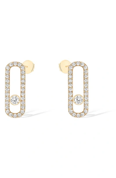 Messika Uno Diamond Pavé Stud Earrings In Yellow Gold