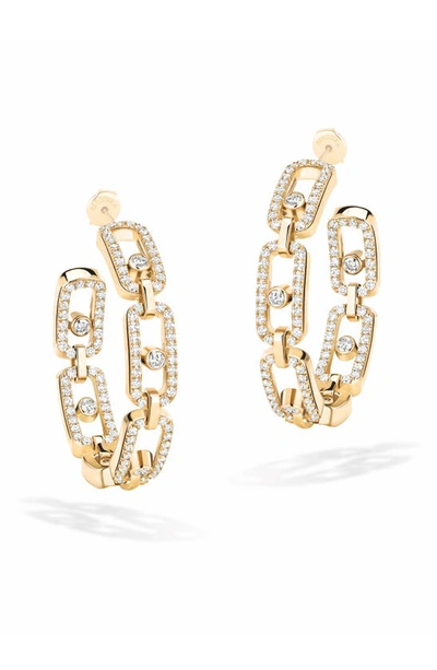 Messika Small Move Link Diamond Hoop Earrings In Yellow Gold