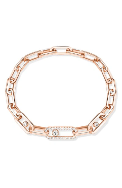 Messika Move Link Diamond Bracelet In Pink Gold