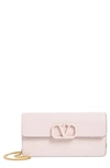 Valentino Garavani Vlogo Signature Leather Wallet On A Chain In 16q Rose Quartz