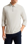 Ted Baker Soft Touch Long Sleeve Zip Polo In Natural