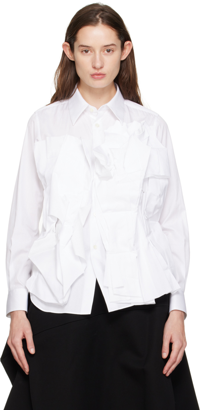 Comme Des Garçons Women's Ruffle-embellished Cotton Shirt In White