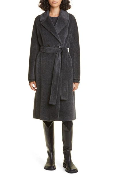 Max Mara Zaire Virgin Wool Wrap Coat In Dark Grey | ModeSens
