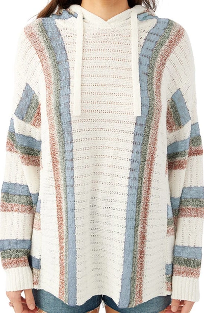 O'neill Bethany Stripe Pointelle Sweater Hoodie In Multi Colored