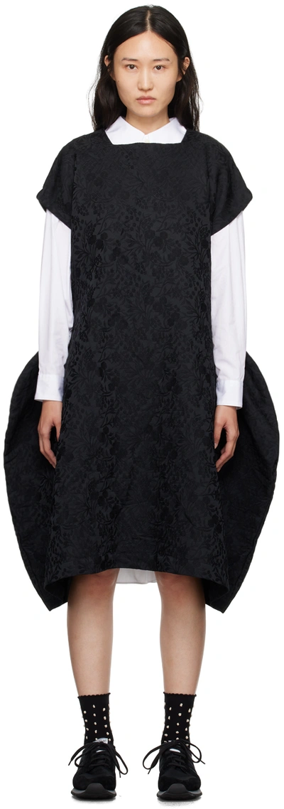 Comme Des Garçons Comme Des Garçons Floral-appliqué Bell-shape Midi Dress In Black