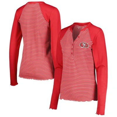 Antigua Scarlet San Francisco 49ers Maverick Waffle Henley Long Sleeve T-shirt