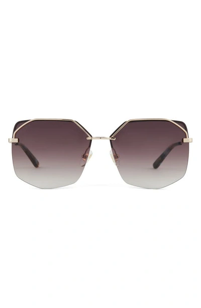 Diff Bree 62mm Gradient Polarized Oversize Square Sunglasses In Gold/ Brown Gradient