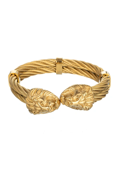 Eye Candy La Double Lion Cuff Bracelet In Gold
