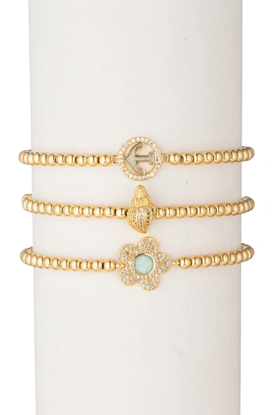 Eye Candy La Vacay Beaded Bracelet Set In Gold