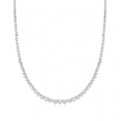 Ross-simons Graduated Lab-grown Diamond Tennis Necklace In 14kt White Gold In Silver