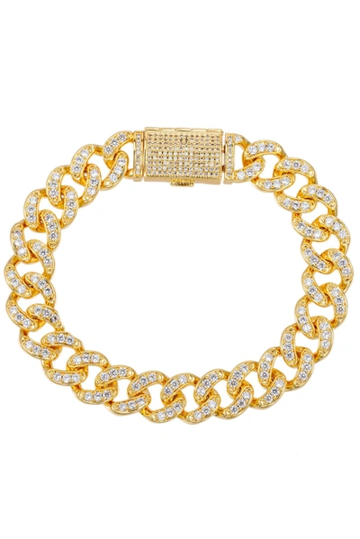 Eye Candy La Fabrice Cuban Link Cz Chain Bracelet In Gold