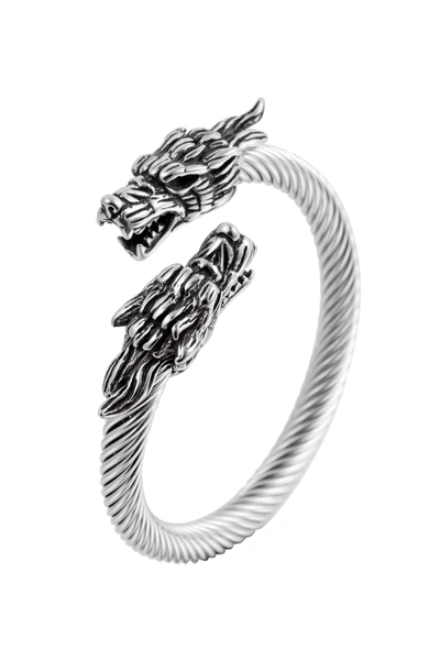 Eye Candy La Double Dragon Bracelet In Silver