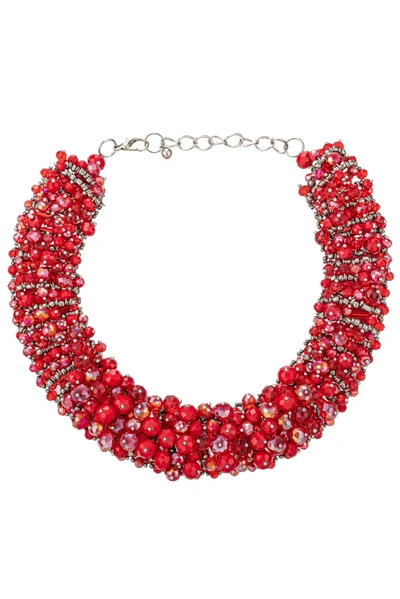 Eye Candy La Harper Collar Statement Necklace - Red