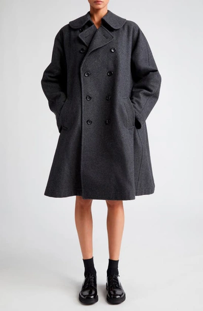 Comme Des Garçons Comme Des Garçons Notched-collar Double-breasted Coat In Charcoal Grey