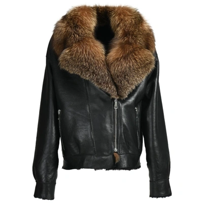 Wanan Touch Black Blumer Jacket In Leather And Fur