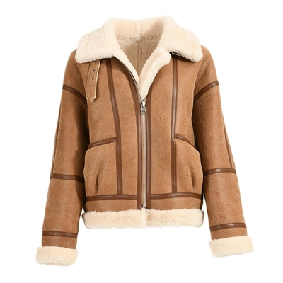 Wanan Touch Zola Brown Jacket In Leather And Merino Wool