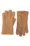Ugg Leather Genuine Shearling Lined Gloves In Chestnut