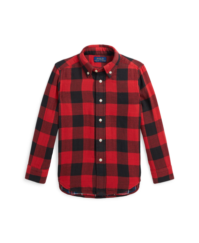 Polo Ralph Lauren Kids' Big Boys Buffalo Check Double-faced Cotton Shirt In Red,black