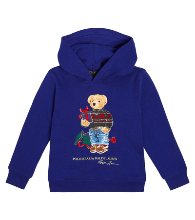 Polo Ralph Lauren Kids' Polo Bear棉质混纺抓绒帽衫 In Sporting Royal Gift Bear