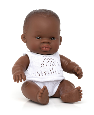 Miniland Kids' 8.75" New Born Baby Doll African Girl Set, 3 Piece In No Color