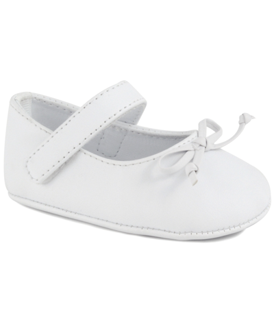 Baby Deer Baby Girl Leather-like Skimmer With Spaghetti Bow Overlay In White