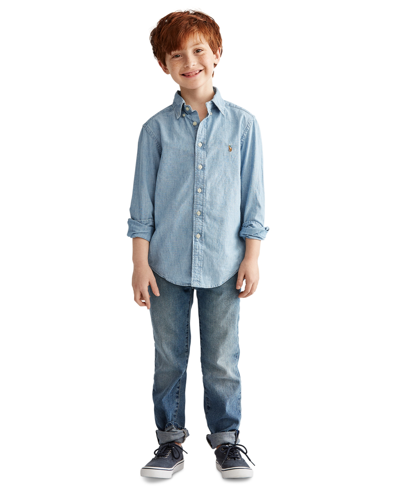 Polo Ralph Lauren Kids' Toddler And Little Boys Cotton Chambray Shirt In Light Blue