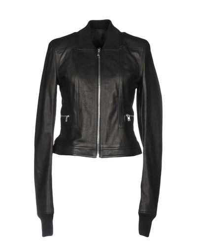 Rick Owens Leather Jacket In Black