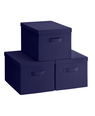 Ornavo Home Foldable Large Storage Bin With Handles And Lid In Navy