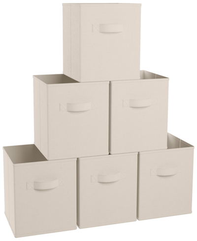 Ornavo Home Foldable Storage Cube Bin With Dual Handles- Set Of 6 In Beige